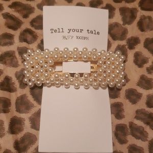 Small Square Pearl Hair Clip Barrette Accessory